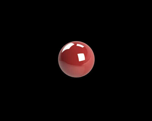 Shiny red sphere on black background