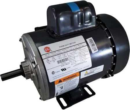 Electric motor with warning label