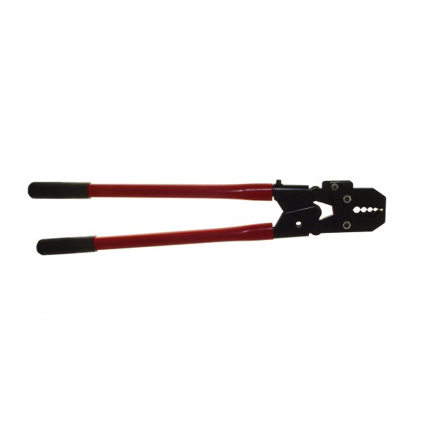 Red-handled crimping tool for cables