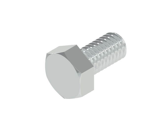 Zinc-coated hex bolt on white background