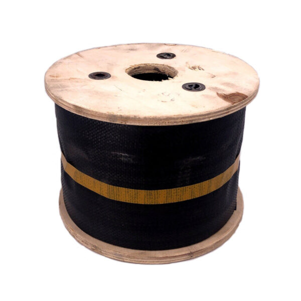 Wooden spool with black material