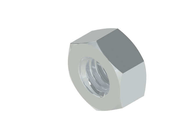 Shiny hex nut with internal threading