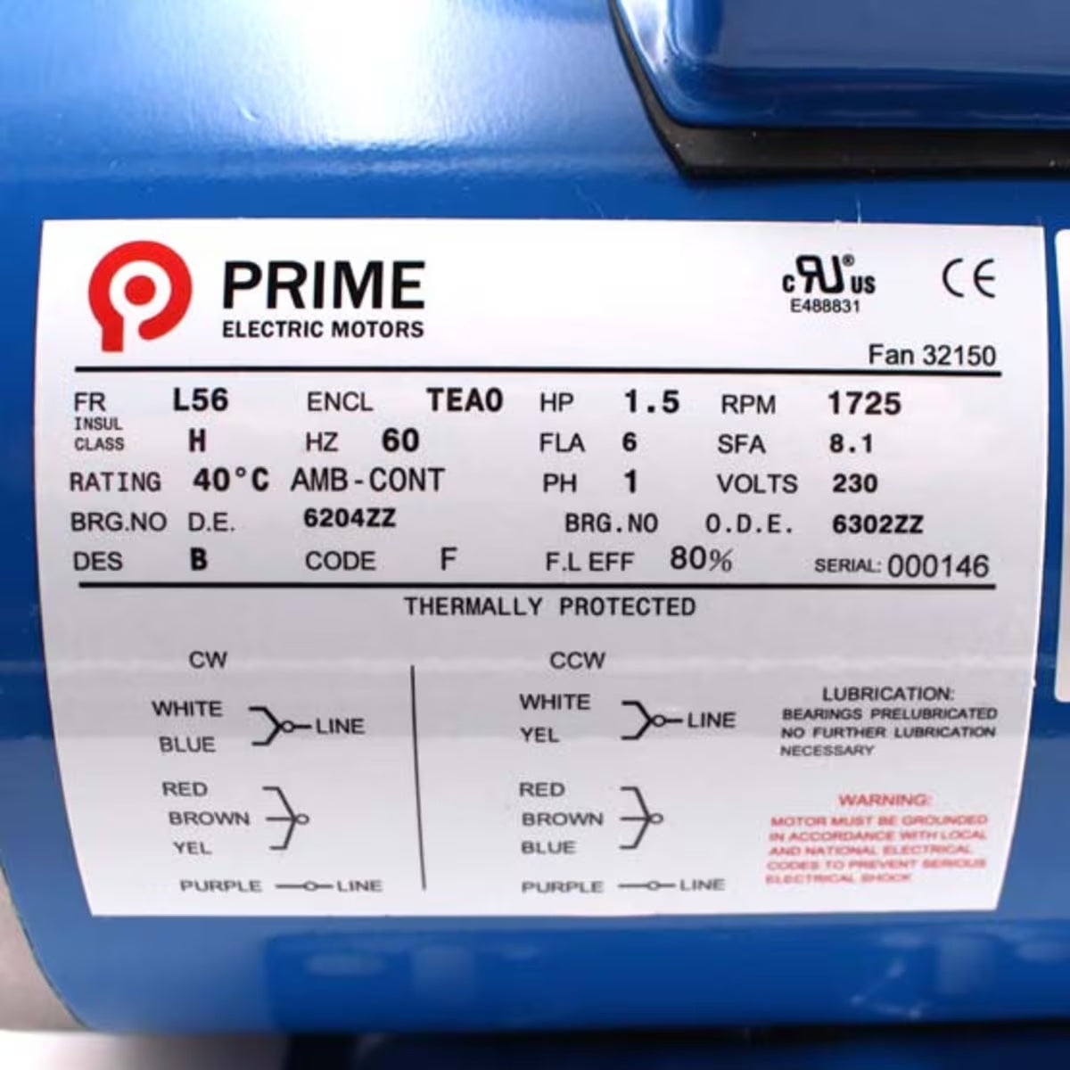 Electric motor specifications and details