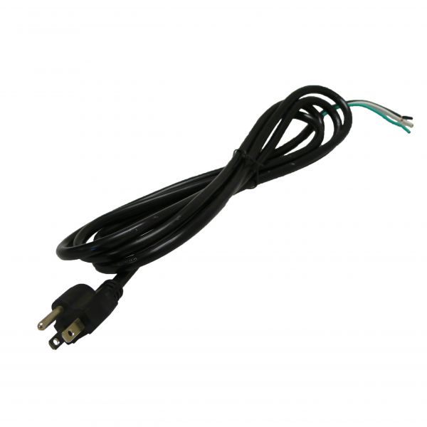 Black electrical power cord with plug