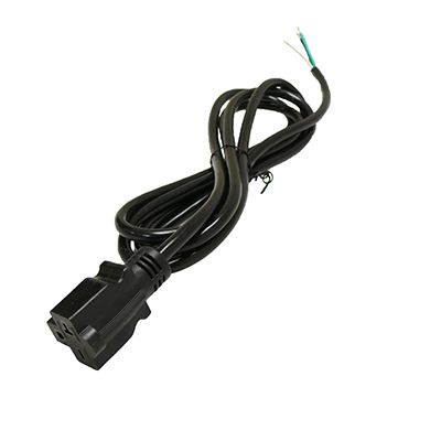 Black electrical power cord with wires