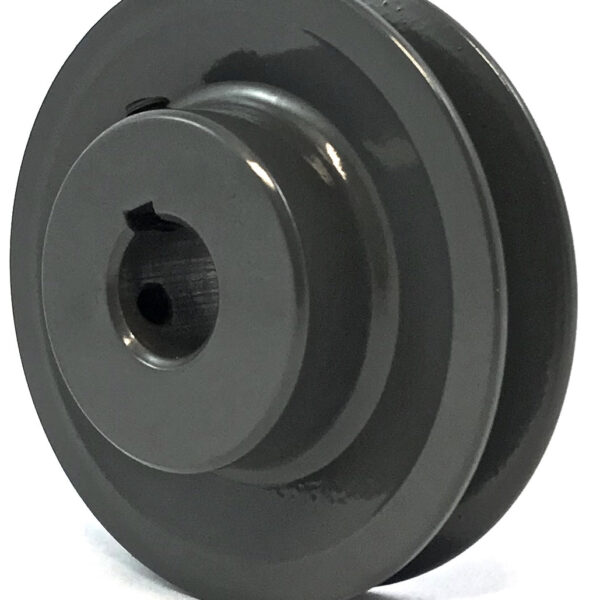 Gray metal pulley with two grooves