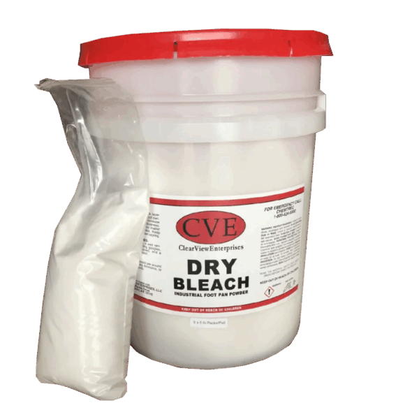 Container of dry bleach powder