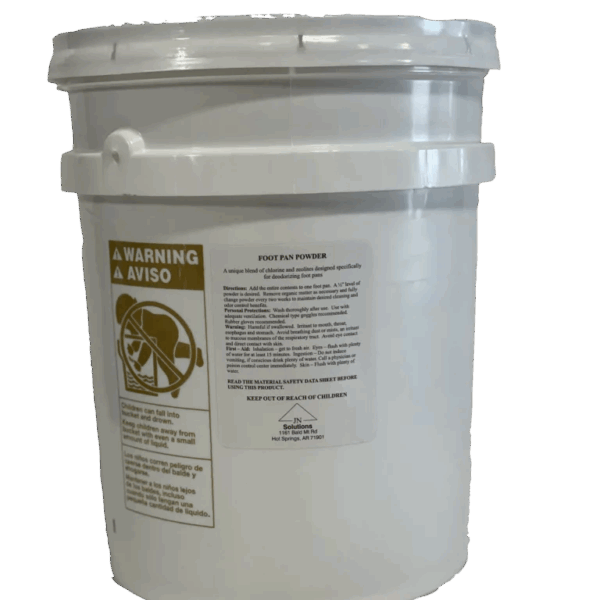 White bucket of foot pan powder