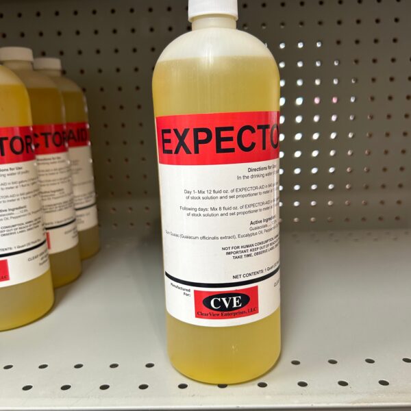 Bottle labeled 'Expectorant' on shelf