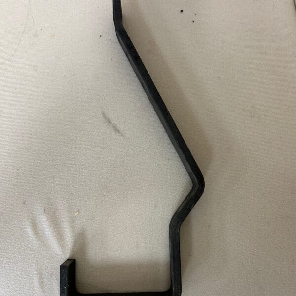 Black metal hook with angular shape