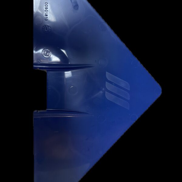 Blue plastic triangular object