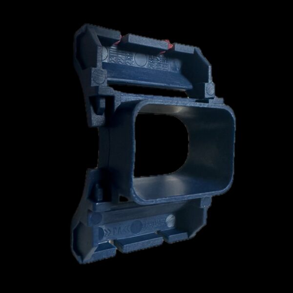 Plastic connector with rectangular opening