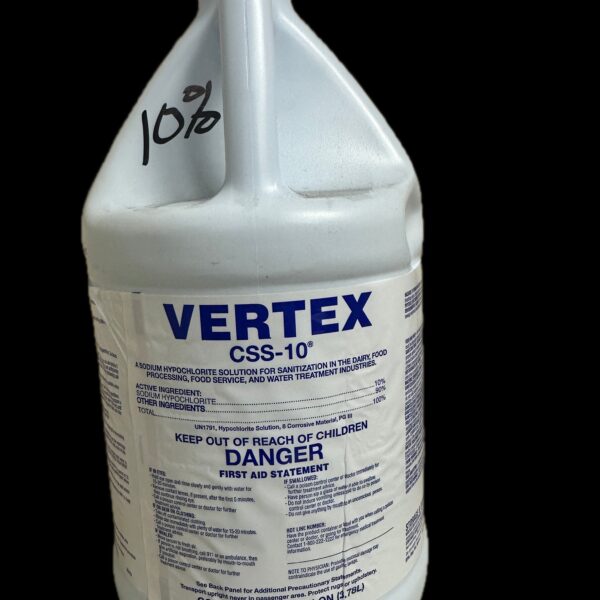 Bottle of Vertex CSS-10 sanitizer