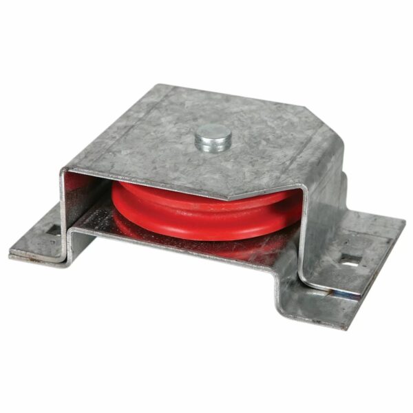 Metal pulley with red rubber wheel