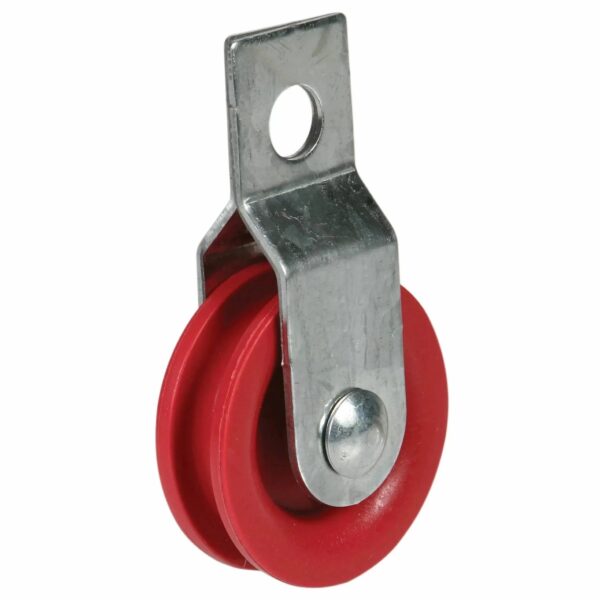 Metal pulley with red wheel