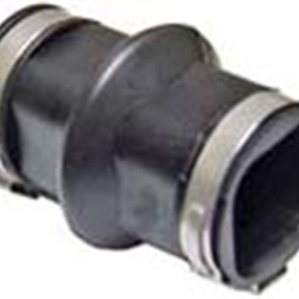 Black rubber connector with metal clamps