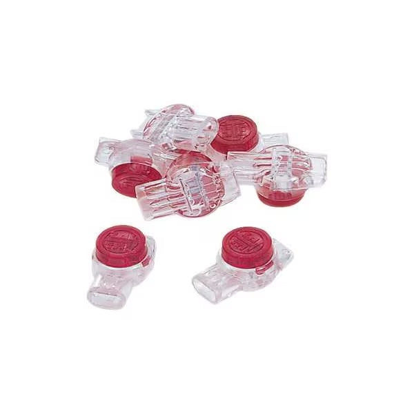 Clear electrical connectors with red ends