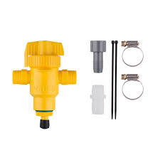 Yellow valve with connecting accessories