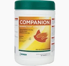 Container of disinfectant wipes.