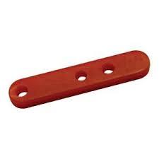 Red plastic strip with three holes