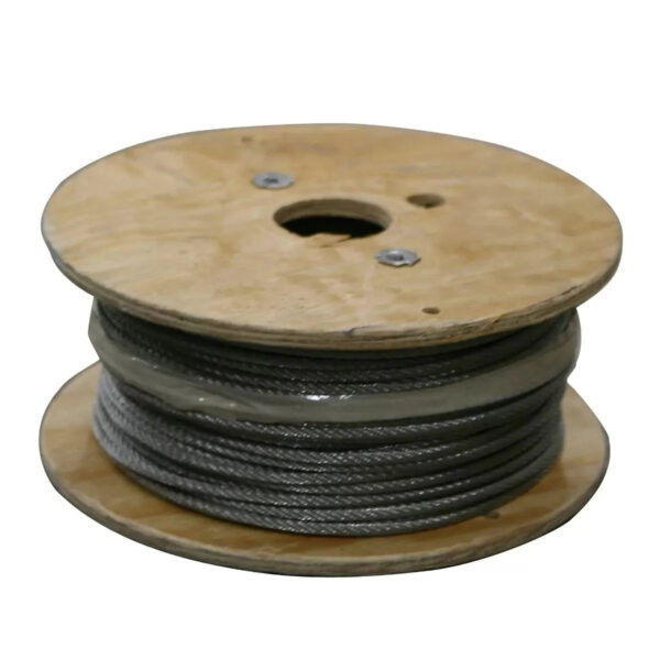 Spool of gray wire cable