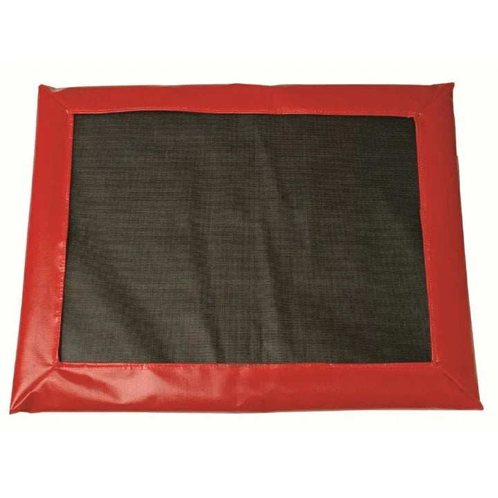 Red-bordered disinfecting door mat