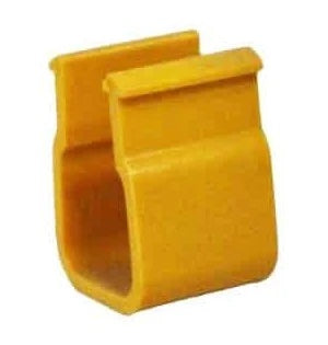 Yellow plastic pipe clip accessory