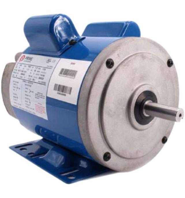 Electric motor with blue casing