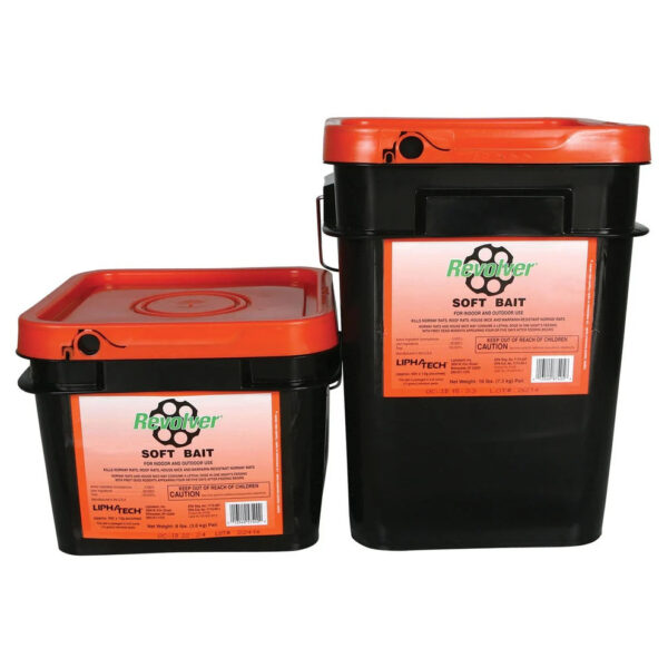 Two containers of rodent bait