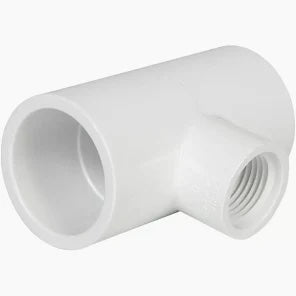 White PVC pipe fitting, T-shaped