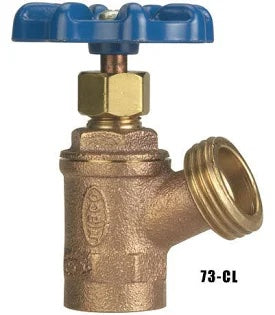 Brass valve with blue handle
