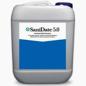 Large container of SaniDate disinfectant