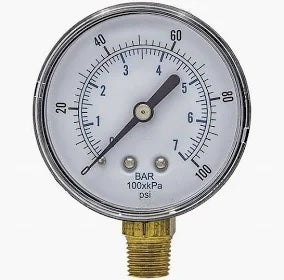 Pressure gauge with bar and psi