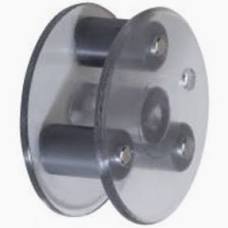 Clear plastic coupling with black rollers
