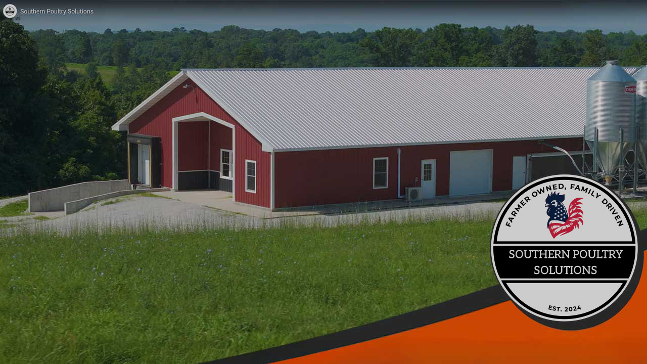Red barn with green landscape background