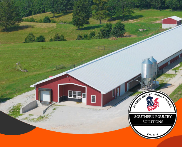 Red barn in green countryside